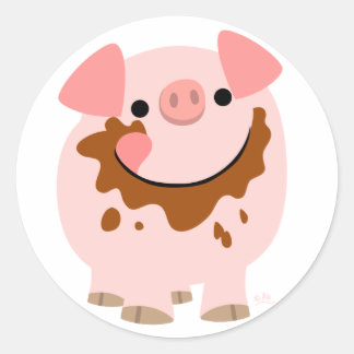 Niedlicher Schokolade-Cartoon Schweinekleber Runder Aufkleber
