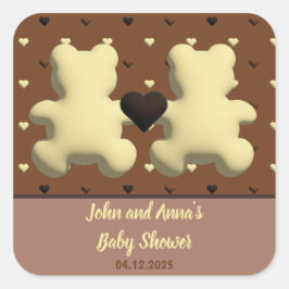 Niedlicher Schokoladenbär Babyduschkleber Quadratischer Aufkleber