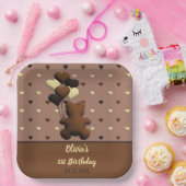 Niedlicher Schokoladenbär Birthday-Teller Pappteller (Party)