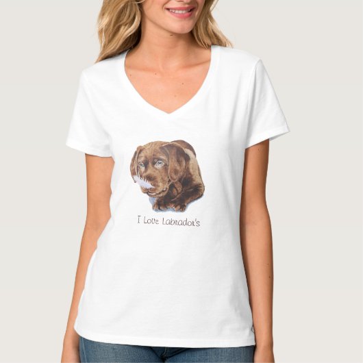 niedlicher, schokoladenbrauner Welpenlabrador T-Shirt (Vorderseite)