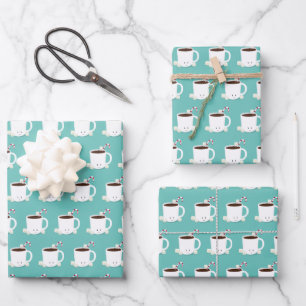 Niedlicher Schokoladenname Aquamarin Weihnachten Geschenkpapier Set