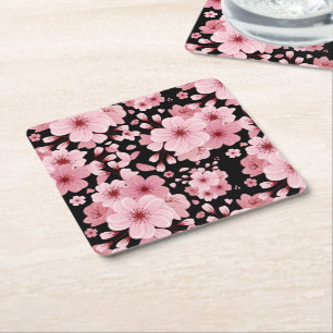 Niedlicher schöner Cherry Blossom Square Paper Unt Rechteckiger Pappuntersetzer