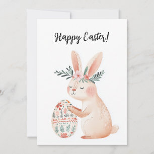 niedlicher schöner Hase mit Blume und für Ostern Feiertagskarte