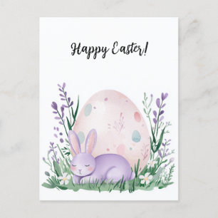 niedlicher schöner Hase mit Blume und für Ostern Postkarte