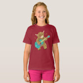 Niedlicher schottischer Highland Cow Plays Guitar T-Shirt (Vorne ganz)