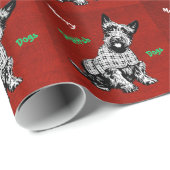 NIEDLICHER SCHOTTISCHER TERRIER-HUND, FROHE GESCHENKPAPIER (Rolleneckpunkt)