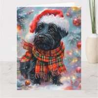 Niedlicher schottischer Terrier in Weihnachtsmannm