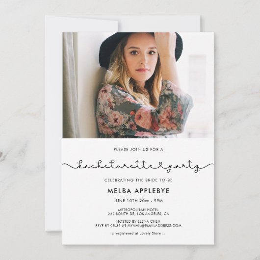 Niedlicher Schriftart-Junggeselinnen-Abschied Einladung (Vorderseite)