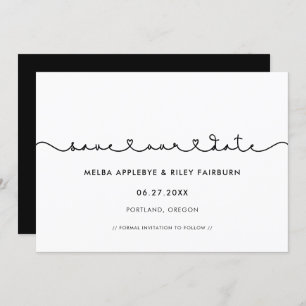 Niedlicher Schriftart mit Verbindungsherzen Rette  Save The Date