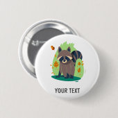 Niedlicher schüchterner Raccoon Button (Vorne & Hinten)