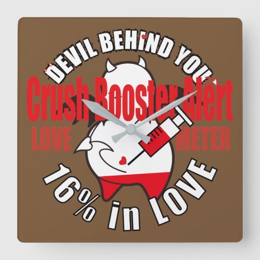 Niedlicher schüchterner Teufel in der LIEBE Quadratische Wanduhr (Vorderseite)