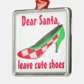 Niedlicher Schuh-Buchstabe zu Weihnachtsmann Silbernes Ornament (Links)