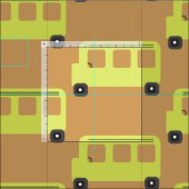 Niedlicher Schulbus Gelb-Schwarz-Orange-Bildung Stoff (Kachel)