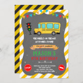 Niedlicher Schulbus zum Geburtstag Einladung (Vorne/Hinten)