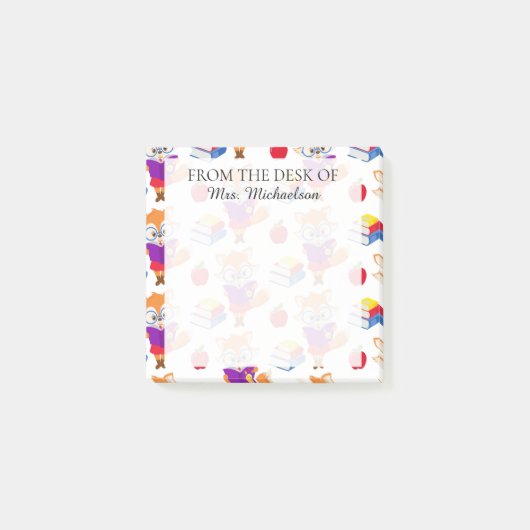 Niedlicher Schullehrer Fox Post-it Klebezettel (Vorderseite)