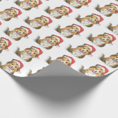 Niedlicher Schutz in Santa's Hutwackelpapier Geschenkpapier (Ecke)