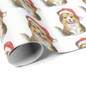 Niedlicher Schutz in Santa's Hutwackelpapier Geschenkpapier (Rolleneckpunkt)