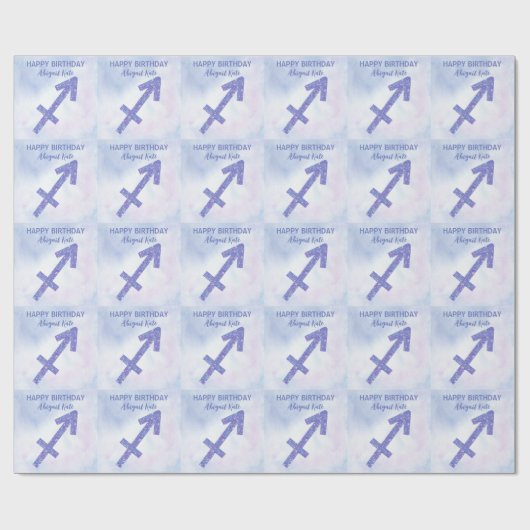 Niedlicher Schütze Unterzeichnung Custom Lila Happ Geschenkpapier (Flach)