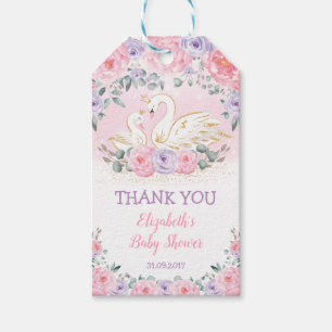 Niedlicher Schwan Princess Rosa Lila Floral Baby D Geschenkanhänger