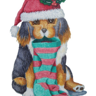 niedlicher, schwarz-brauner Welpe, zu Weihnachten  Geschenkanhänger