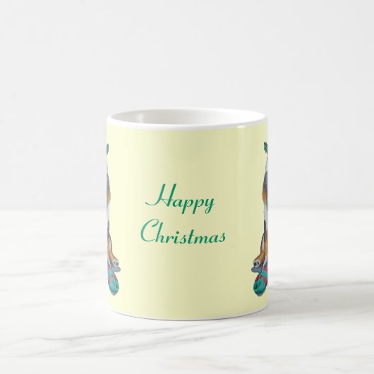 niedlicher, schwarz-brauner Welpe, zu Weihnachten Kaffeetasse (Mittel)