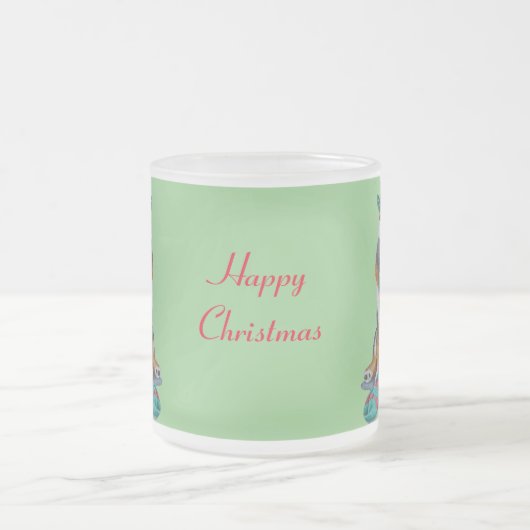 niedlicher, schwarz-brauner Welpe, zu Weihnachten Mattglastasse (Mittel)