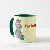 niedlicher, schwarz-brauner Welpe, zu Weihnachten  Tasse (Vorderseite Links)