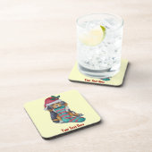 niedlicher, schwarz-brauner Welpe, zu Weihnachten Untersetzer (Rechte Seite)