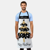 Niedlicher Schwarz-Gold-Weihnachtsbaum Custom Schürze (Getragen)