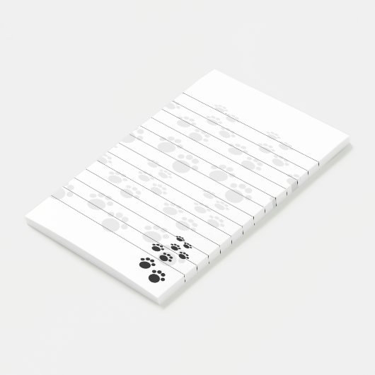 Niedlicher Schwarz-Grau-Cartoon-Pet-Pfad Post-it Klebezettel (angewinkelt)