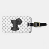 Niedlicher schwarz-havanesischer Cartoon-Dog und b Gepäckanhänger (Vorderseite horizontal)