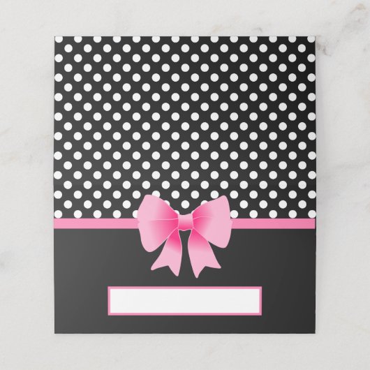 Niedlicher Schwarz-Rosa-Bogen Platzkarte (Außenseite Aufgefaltet)