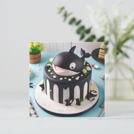 NIEDLICHER SCHWARZ- UND WEISSER ORCA-WALDKUCH KARTE (Stehend Vorderseite)