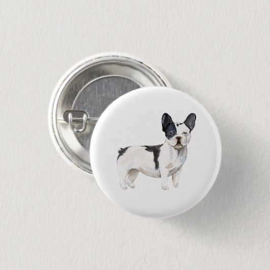 Niedlicher Schwarz-Weiß-Bulldog Button (Vorne & Hinten)
