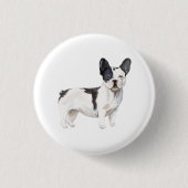 Niedlicher Schwarz-Weiß-Bulldog Button (Vorderseite)
