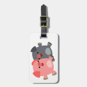 Niedlicher Schwarz-Weiß-Cartoon Gepäckanhänger (Vorderseite vertikal)