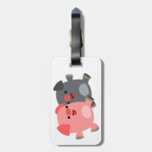 Niedlicher Schwarz-Weiß-Cartoon Gepäckanhänger (Rückseite vertikal)