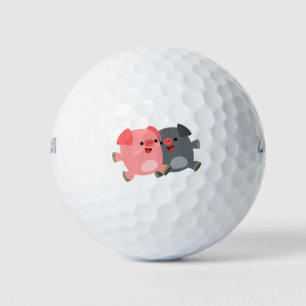 Niedlicher Schwarz-Weiß-Cartoon Golfball