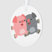 Niedlicher Schwarz-Weiß-Cartoon Schweine Acrylschm Ornament (Vorderseite)