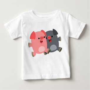 Niedlicher Schwarz-Weiß-Cartoon Schweine Baby T -  Baby T-shirt