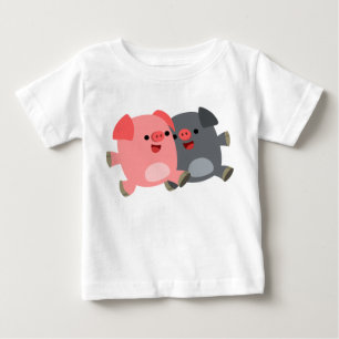 Niedlicher Schwarz-Weiß-Cartoon Schweine Baby T - T-shirt