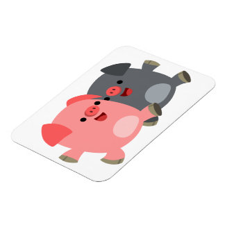 Niedlicher Schwarz-Weiß-Cartoon Schweine Flexible  Magnet