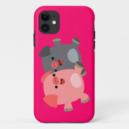 Niedlicher Schwarz-Weiß-Cartoon Schweine iPhone 5/ iPhone 11 Hülle