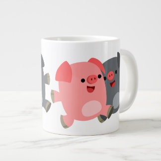 Niedlicher Schwarz-Weiß-Cartoon Schweine Jumbo-Tas Jumbo-Tasse