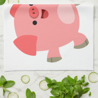 Niedlicher Schwarz-Weiß-Cartoon Schweine Küchentüc Handtuch