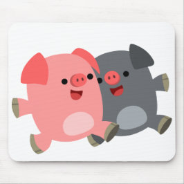 Niedlicher Schwarz-Weiß-Cartoon Schweine Mousepad