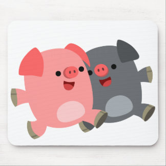 Niedlicher Schwarz-Weiß-Cartoon Schweine Mousepad