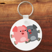 Niedlicher Schwarz-Weiß-Cartoon Schweine Schlüssel Schlüsselanhänger (Vorderseite)