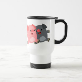 Niedlicher Schwarz-Weiß-Cartoon Schweine Tasse des