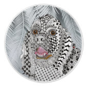 Niedlicher Schwarz-Weiß-Cocker-Spanierknöpfe Keramikknauf (Vorderseite)